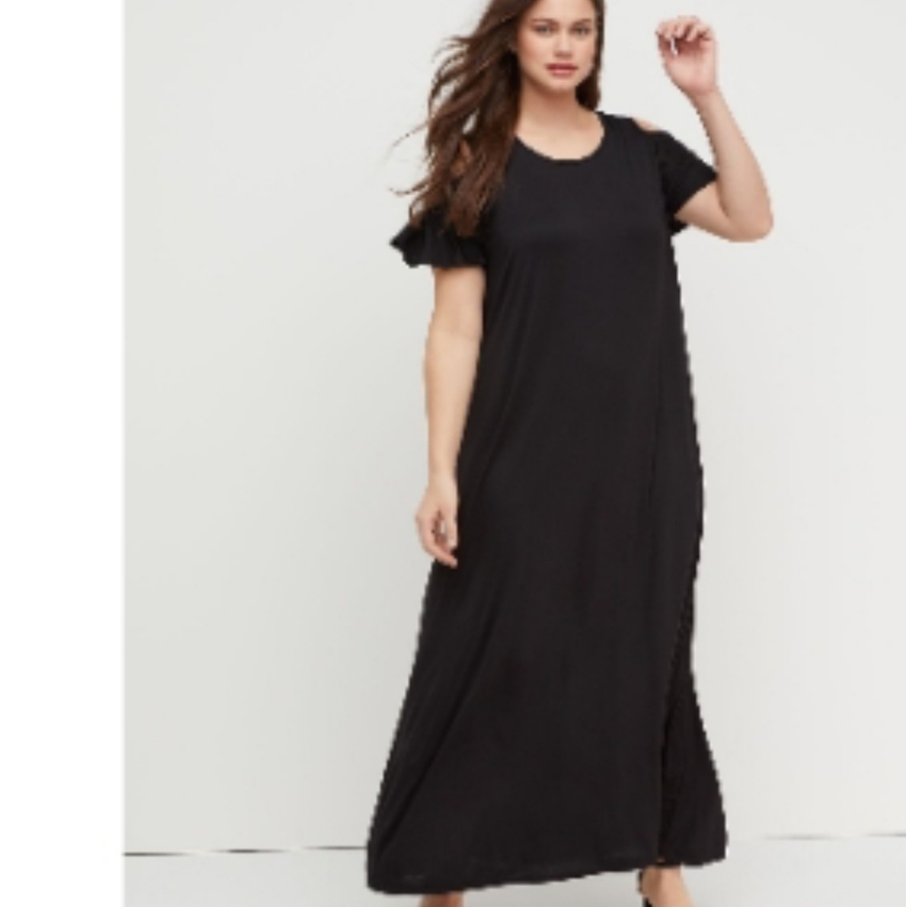 Lane Bryant long maxi  dress cold shoulder 18